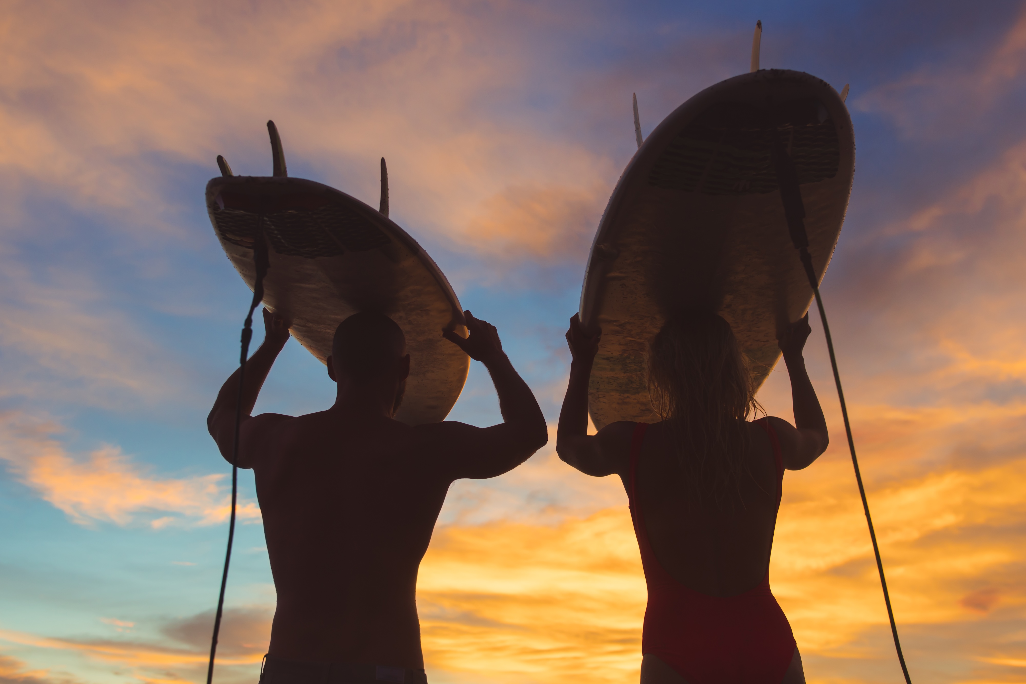 Surf session at sunset